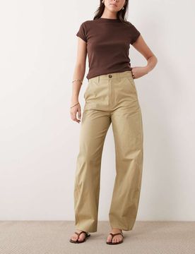 Pantalon bouffant en coton léger - Beige-Noir 40