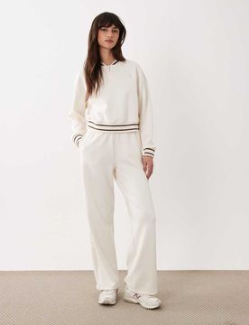 Exchange - Pantalon d'ensemble à fermeture éclair et liserés - Écru-Blanc M