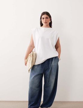 Curve - Quinn - Jean ample avec taille à cordon de serrage - Bleu délavé 58
