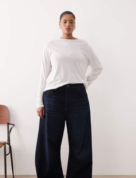 Curve - Sydney - Barrel-Denim-Jeans in Indigoblau Blau 54