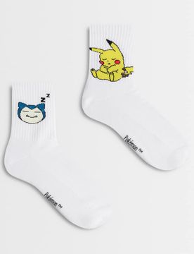 Er-Pack Socken in Weiß mit Pokémon-Grafik Weiß 43-48