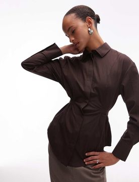 Chemise à épaulettes cintrée et réglable dans le dos - Chocolat-Brown 42