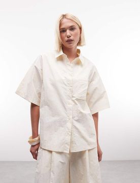 Chemise d'ensemble en tissu technique avec dos ouvert - Crème-Blanc XS
