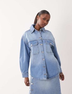 Chemise en jean oversize-Bleu 38