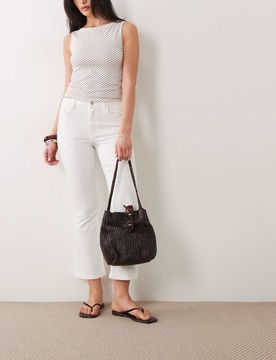 Cropped-Schlagjeans in Weiß Weiß 36