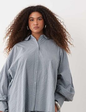 ASOS DESIGN Curve - Chemise à rayures - Bleu L