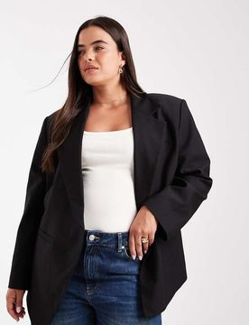Curve - Blazer habillé cintré à la taille - Noir 46