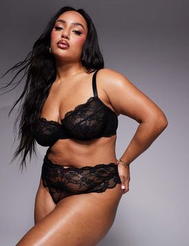 ASOS DESIGN Curve - Lola - String en dentelle - Noir 56