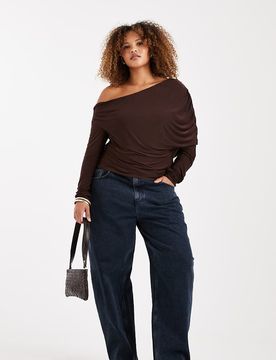 ASOS DESIGN Curve - Schmal geschnittene Jeans in Blau-Schwarz mit abgerundetem Beinschnitt-Marineblau Marineblau 28 L32