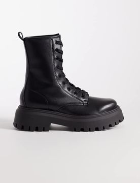 Ava - Bottes plates à lacets - Noir 36