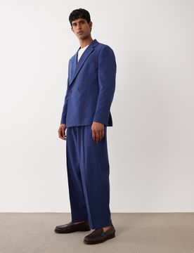 Barrel-Anzughose in Marineblau mit Noppenstruktur-Navy Navy 54 Regular