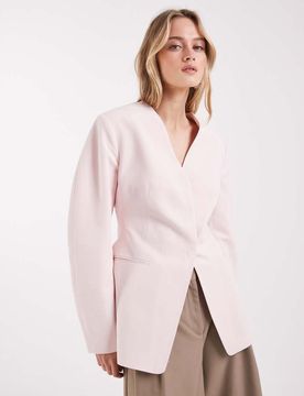 Blazer cintré en lin - Rose pastel-Violet 40