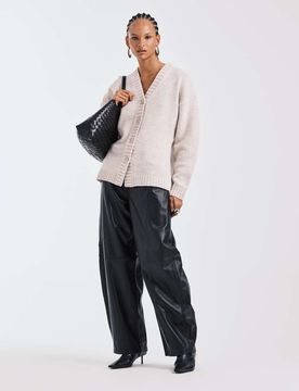 Gilet long à taille ajustée en laine d'agneau de qualité supérieure - Blanc XS