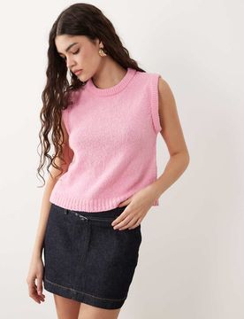 Débardeur bouclé en maille de coton mélangé - Rose XS