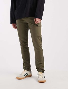 Eng geschnittene Cargohose in Khaki-Grün Grün 52 Regular