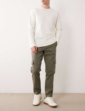 Eng zulaufende Cargohose in Khaki-Grün Grün 50 Regular