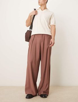 Elegante Oversize-Hose in Braun-Schwarz Schwarz 44