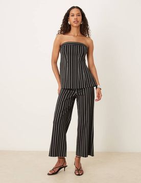 Elegante Schlaghose in schwarz und weiß gestreift, Kombiteil-Bunt Bunt 36