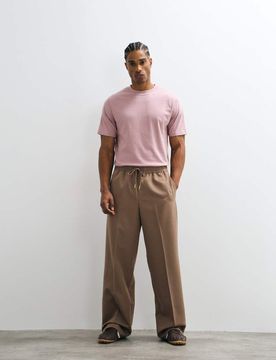 Elegante Schlupfhose in Braun mit weitem Bein Braun S