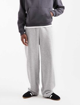 Essentials - Jogginghose in grau meliert mit weitem Schnitt Grau XL