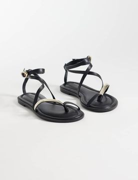 Florence - Riemchensandalen in Schwarz mit Zehenschlaufe Schwarz 41