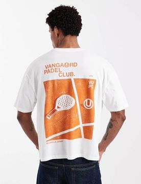 Kastiges Oversize-T-Shirt in Weiß mit Padel-Print Weiß XL
