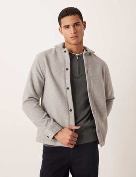 Hemdjacke aus Wollmix in Grau Grau 2XL