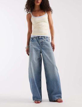 Jean baggy coupe horseshoe - Délavage moyen clair-Bleu W25 L32