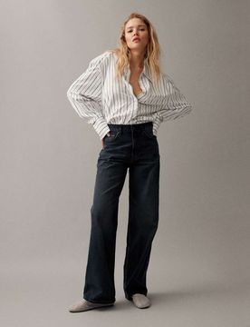 Jean dad large - Bleu noir-Bleu marine 34