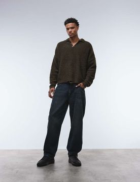 Jeans mit geradem Schnitt in dunkelblauer Waschung Blau 54 Long