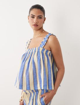ASOS DESIGN Maternity - Delilah - Strand-Camisole mit blauen Streifen Blau 42