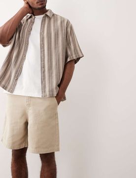 Mittellange Jorts aus Twill in Steinbeige-Neutral Neutral 52