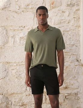 Mittellange Skinny-Fit-Chino-Shorts in Schwarz Schwarz 50