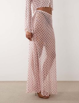 Netzstoff-Maxirock mit geometrischem Muster, Kombiteil-Rosa Rosa S