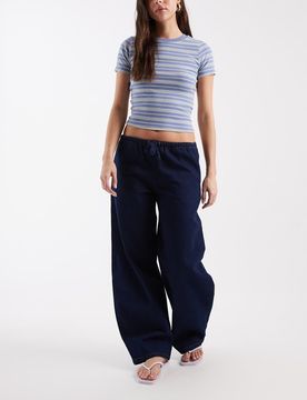 Schlupfjeans in Indigoblau mit abgerundetem Beinschnitt Blau 36