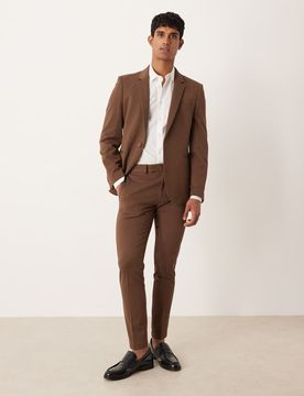 Schmale Anzughose aus Twill in Braun-Brown Brown 50 Regular