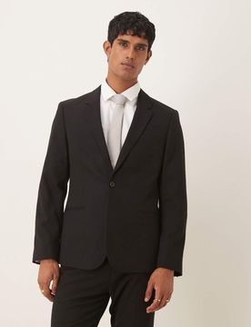 Schmale Anzugjacke in Schwarz Schwarz 56 Regular