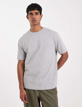 Schweres, kastiges Oversize-T-Shirt in meliertem Grau Grau XL
