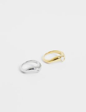Set mit zwei Stapelringen aus Edelstahl in Gold- und Silber-Optik Gold XS/S