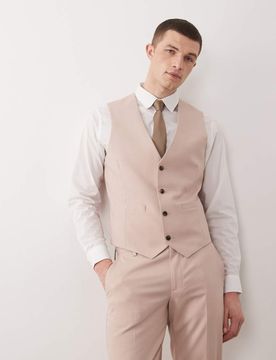 Skinny-Fit-Anzugweste in Staubrosa Rosa 50 Regular