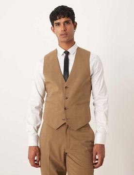 Slim Fit Anzugweste in Braun-Brown Brown 50 Short