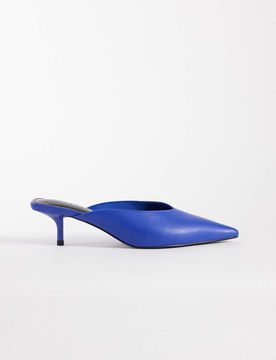 Surprise - Spitze Mules in Kobaltblau mit Kitten-Absatz Blau 36