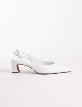 Swift - Chaussures à talon carré et bride arrière en raphia - Blanc 39