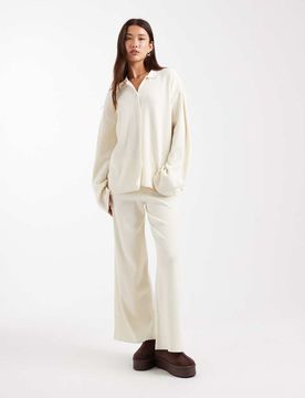 Pantalon confort d'ensemble en maille ultra-douce - Écru-Blanc L