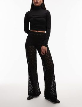 Pantalon ample transparent en dentelle - Noir 44