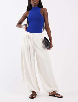 Pantalon ajusté bouffant - Blanc cassé-Pas de couleur 38