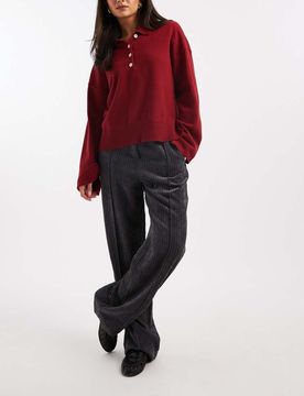 Pantalon en velours côtelé à enfiler - Gris L