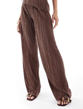 Pantalon plissé large d'ensemble - Marron clair S