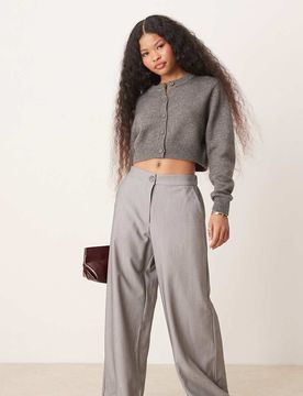 Petite - Pantalon décontracté coupe droite ajustée - Gris 44