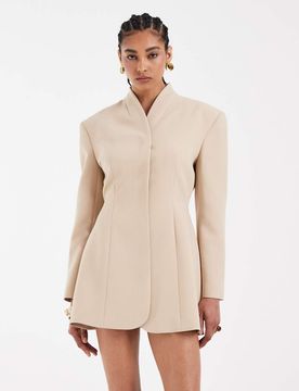 Robe blazer à encolure croisée - Camel-Neutral 36